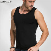 Men's Close-fitting Vest Fitness Elastic Casual O-neck Breathable H Type All Cotton Solid Undershirts Male Tanks - Sunny Side Store Sunny Side Store  4.77