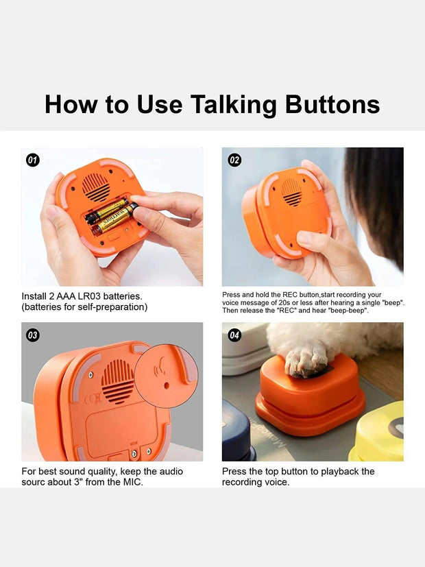 MEWOOFUN Dog Button Record Talking Pet Communication Vocal Training Interactive Toy Bell Ringer With Pad and Sticker Easy To Use - Sunny Side Store Sunny Side Store  29.99