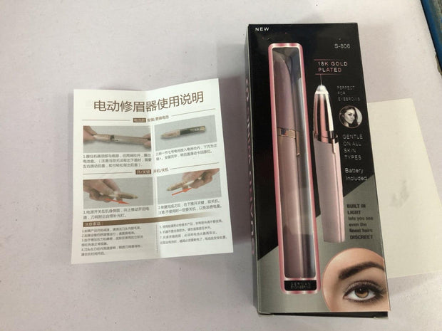 Mini Electric Eyebrow Trimmer Lipstick Brows Pen Hair Remover Painless Razor Epilator with LED Light - Sunny Side Store