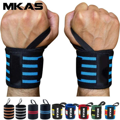 MKAS 1pair Wrist Wrap Weight Lifting Gym Cross Training Fitness Padded Thumb Brace Strap Power Hand Support Bar Wristband - Sunny Side Store Sunny Side Store  3.96