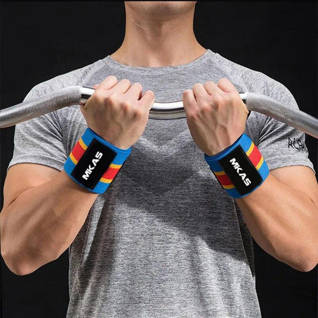 MKAS 1pair Wrist Wrap Weight Lifting Gym Cross Training Fitness Padded Thumb Brace Strap Power Hand Support Bar Wristband - Sunny Side Store Sunny Side Store  3.96