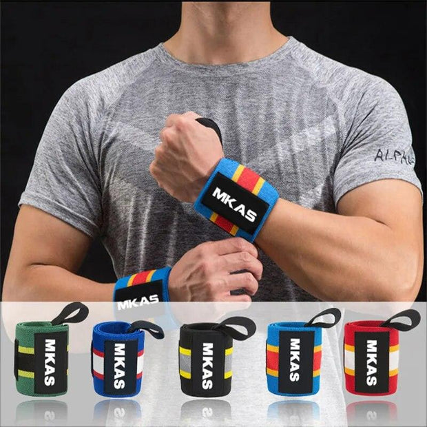 MKAS 1pair Wrist Wrap Weight Lifting Gym Cross Training Fitness Padded Thumb Brace Strap Power Hand Support Bar Wristband - Sunny Side Store Sunny Side Store  3.96