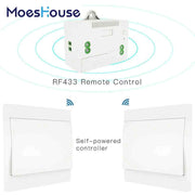 MOES RF433 Wireless Switch No Battery Remote Control Wall Light Switch Self Powered No Wiring Needed Wall Panel Transmitter. - Sunny Side Store