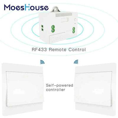 MOES RF433 Wireless Switch No Battery Remote Control Wall Light Switch Self Powered No Wiring Needed Wall Panel Transmitter. - Sunny Side Store