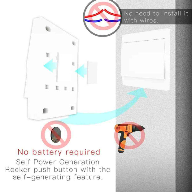 MOES RF433 Wireless Switch No Battery Remote Control Wall Light Switch Self Powered No Wiring Needed Wall Panel Transmitter. - Sunny Side Store