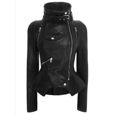 Motorcycle Leather Gothic Jacket Women Faux Leather Fashion Black Faux Coats Trend Jacket Streetwear eprolo