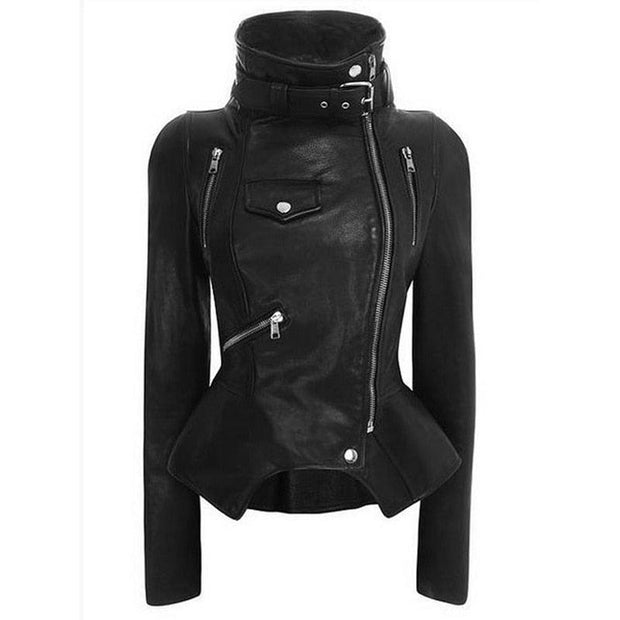 Motorcycle Leather Gothic Jacket Women Faux Leather Fashion Black Faux Coats Trend Jacket Streetwear eprolo