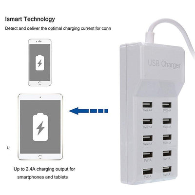 Multi USB Charger 10-Port 60W/12A Desktop - Sunny Side Store