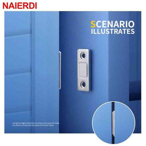 NAIERDI 2pcs/Set Magnetic Cabinet Catches Magnet Door Stops Hidden Door Closer With Screw For Closet Cupboard Furniture Hardware - Sunny Side Store