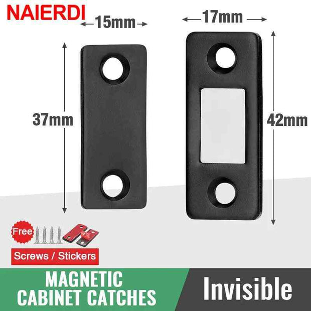 NAIERDI 2pcs/Set Magnetic Cabinet Catches Magnet Door Stops Hidden Door Closer With Screw For Closet Cupboard Furniture Hardware - Sunny Side Store