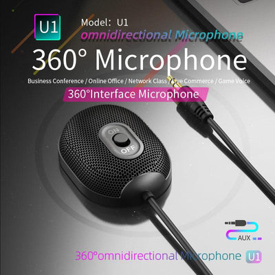 New 3.5mm Interface 360° Pickup Video Conference Omnidirectional Microphone Skype Language Chat Microphone eprolo