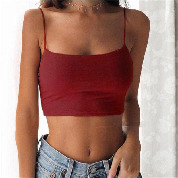 New Fashion Women Sexy Crop Tops Solid Summer Camis Women Casual Tank Tops Vest Sleeveless Crop Tops blusas - Sunny Side Store