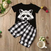 New summer children's suit boy fox head plaid - Sunny Side Store