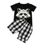 New summer children's suit boy fox head plaid - Sunny Side Store