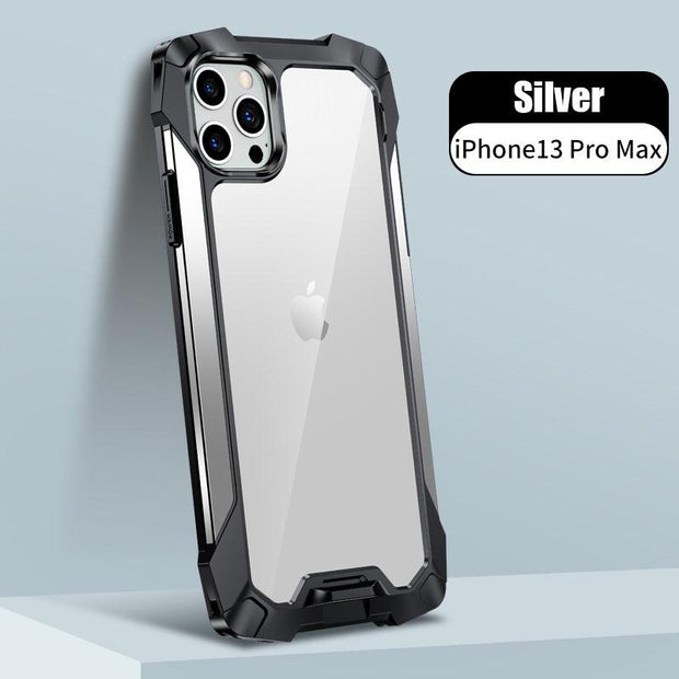 New Transparent Back Panel Protective Case Is Suitable For iPhone 13 Pro Promax Mini Metal Airbag Anti-Drop Mobile Phone Case - Sunny Side Store