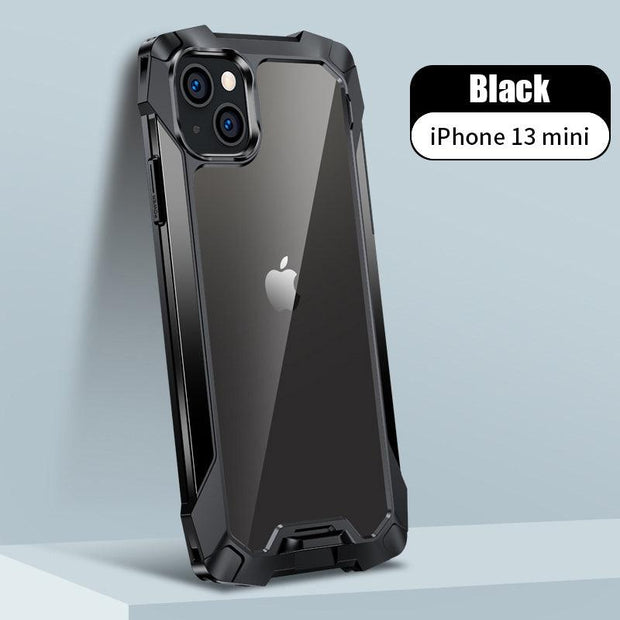 New Transparent Back Panel Protective Case Is Suitable For iPhone 13 Pro Promax Mini Metal Airbag Anti-Drop Mobile Phone Case - Sunny Side Store