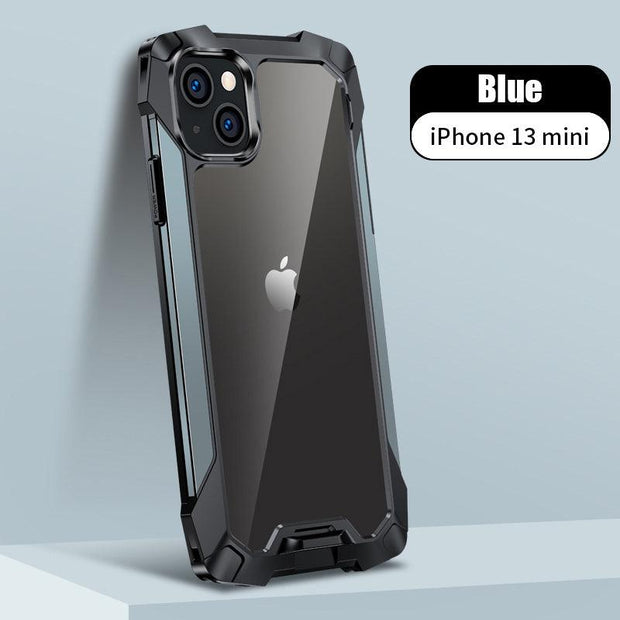 New Transparent Back Panel Protective Case Is Suitable For iPhone 13 Pro Promax Mini Metal Airbag Anti-Drop Mobile Phone Case - Sunny Side Store