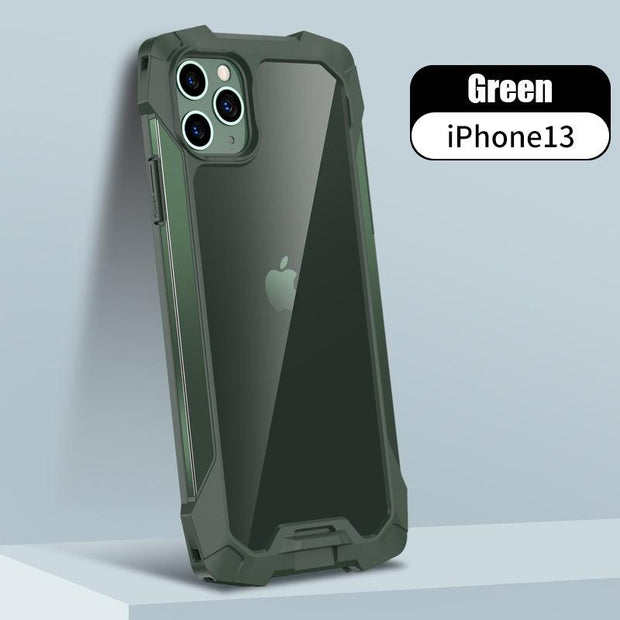 New Transparent Back Panel Protective Case Is Suitable For iPhone 13 Pro Promax Mini Metal Airbag Anti-Drop Mobile Phone Case - Sunny Side Store