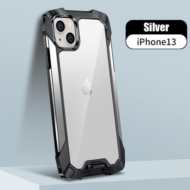 New Transparent Back Panel Protective Case Is Suitable For iPhone 13 Pro Promax Mini Metal Airbag Anti-Drop Mobile Phone Case - Sunny Side Store