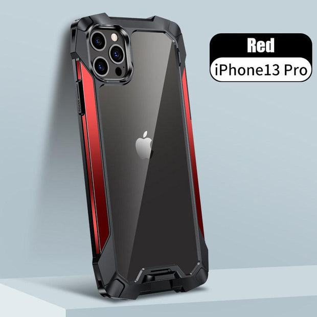 New Transparent Back Panel Protective Case Is Suitable For iPhone 13 Pro Promax Mini Metal Airbag Anti-Drop Mobile Phone Case - Sunny Side Store