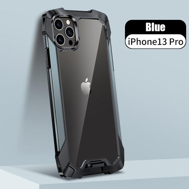 New Transparent Back Panel Protective Case Is Suitable For iPhone 13 Pro Promax Mini Metal Airbag Anti-Drop Mobile Phone Case - Sunny Side Store