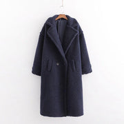 New winter loose imitation lamb wool coat large lapel mid-length plush coat cotton coat for women eprolo