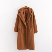 New winter loose imitation lamb wool coat large lapel mid-length plush coat cotton coat for women eprolo