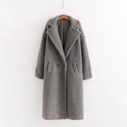 New winter loose imitation lamb wool coat large lapel mid-length plush coat cotton coat for women eprolo