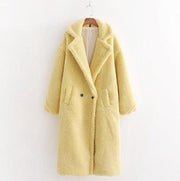 New winter loose imitation lamb wool coat large lapel mid-length plush coat cotton coat for women eprolo