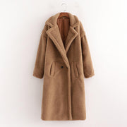 New winter loose imitation lamb wool coat large lapel mid-length plush coat cotton coat for women eprolo