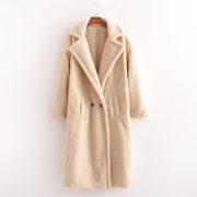 New winter loose imitation lamb wool coat large lapel mid-length plush coat cotton coat for women eprolo