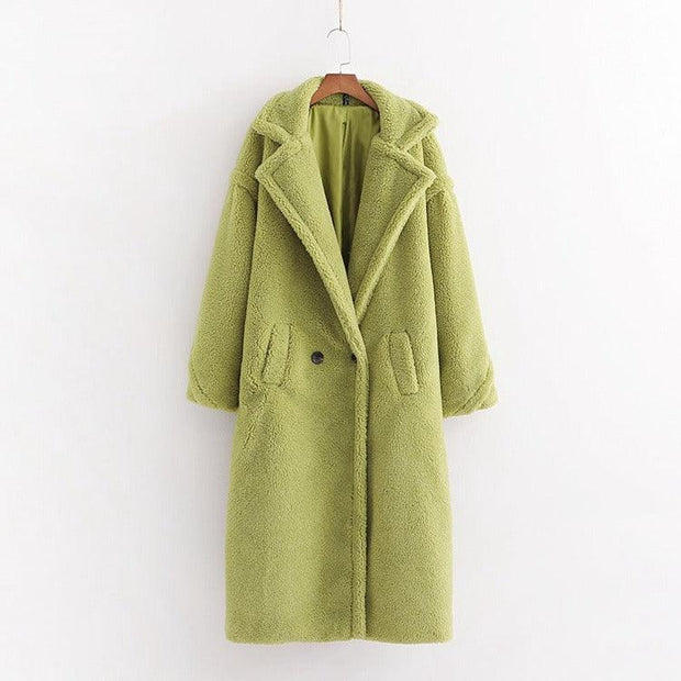 New winter loose imitation lamb wool coat large lapel mid-length plush coat cotton coat for women eprolo