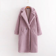 New winter loose imitation lamb wool coat large lapel mid-length plush coat cotton coat for women eprolo