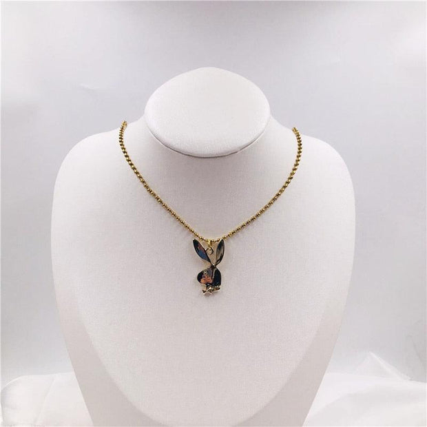 New Women Fashion Cute Long Ear Bunny Pendant Necklaces Charm Playboy Necklace Party Jewelry Collier Femme - Sunny Side Store