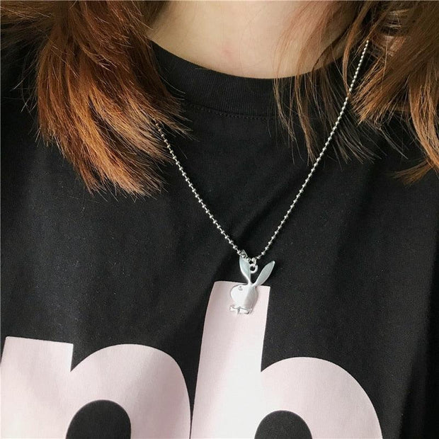 New Women Fashion Cute Long Ear Bunny Pendant Necklaces Charm Playboy Necklace Party Jewelry Collier Femme - Sunny Side Store