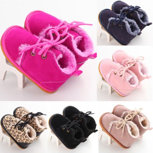 Newborn Baby Girl Boy Shoes Warm Snow Boots Toddler Infant Booties Prewalker Black White Pink eprolo