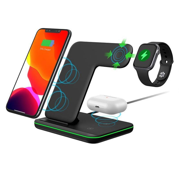 Ninja 15W 3 in 1 Fast Wireless Charging Station for Mobile Phones - Sunny Side Store