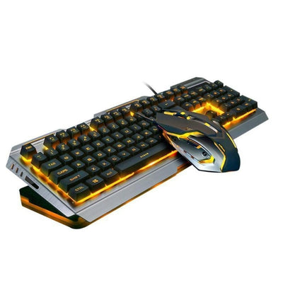 Ninja Dragons Tungsten Gold Metal Frame Gaming Keyboard and Mouse Set - Sunny Side Store