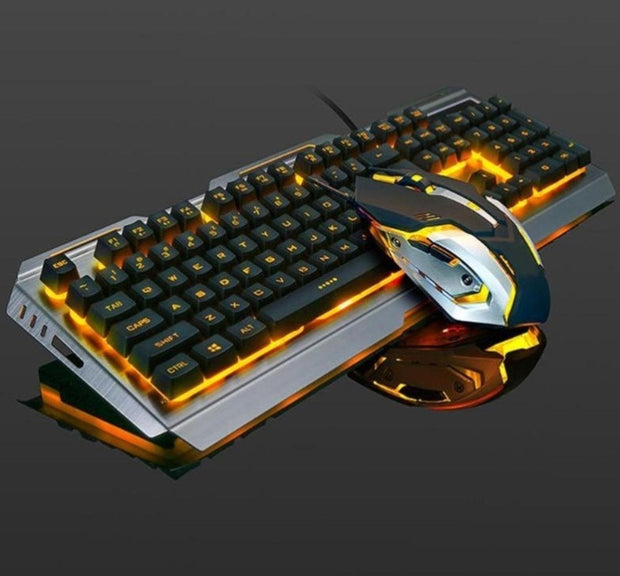 Ninja Dragons Tungsten Gold Metal Frame Gaming Keyboard and Mouse Set - Sunny Side Store