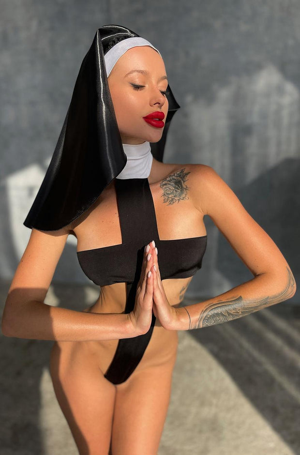 Nun Cosplay Cross Lingerie Bodysuit - Sunny Side Store