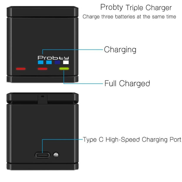 Original probty for GoPro Hero 7 hero 6 hero 5 Black Battery or Triple Charger for Go Pro Hero7 6 hero5 Black camera battery eprolo