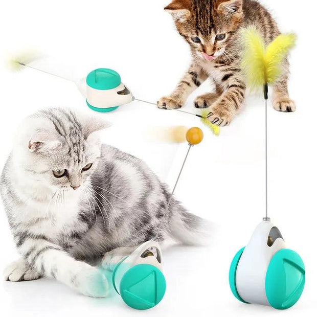 Pet cat Toys Feather Ball toys animal automatic Tease the cat stick Balancecar Cats play by themselves Pets - Sunny Side Store