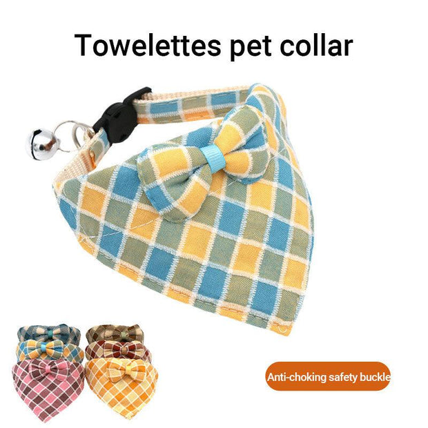 Pet Cats And Dogs Bow Collar Polyester Cotton Triangle Towel Drooling Towel Collar New - Sunny Side Store