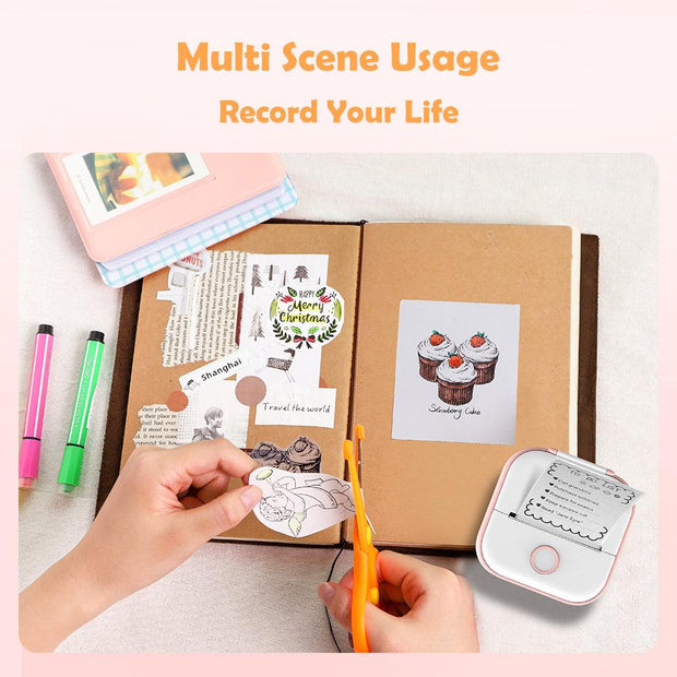 Phomemo Portable Mini Thermal Printer T02 Mini Pocket Label Printer DIY Self-adhesive Sticker Label Machine Various Label Paper - Sunny Side Store