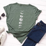 Plus Size S-5XL New Moon Planet Print T Shirt Women Shirts O Neck Short Sleeve Summer T-Shirt Tops - Sunny Side Store