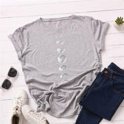 Plus Size S-5XL New Moon Planet Print T Shirt Women Shirts O Neck Short Sleeve Summer T-Shirt Tops - Sunny Side Store