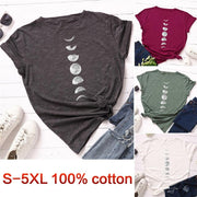 Plus Size S-5XL New Moon Planet Print T Shirt Women Shirts O Neck Short Sleeve Summer T-Shirt Tops - Sunny Side Store