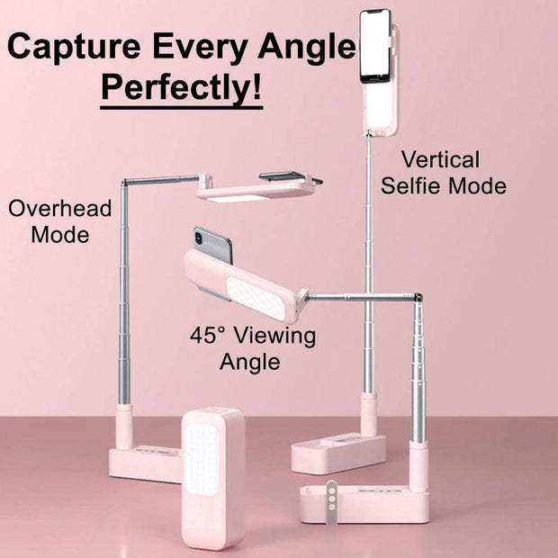 Portable Retractable Wireless Dimmable LED Selfie Fill Light Lamp For Live Video Phone Holder Stand eprolo