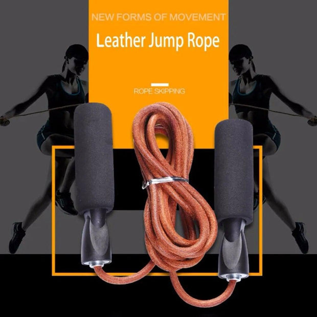 Professional Cowhide Jump Rope Crossfit Fitness Boxer Training Skipping Rope Weightloss Workout Excercise Boxing MMA Jumprope - Sunny Side Store Sunny Side Store  7.50