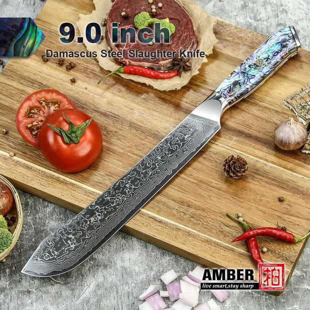 Professional Damascus VG 10 Steel Core 67 layers stainless steel Abalone handle kitchen knives set - Sunny Side Store